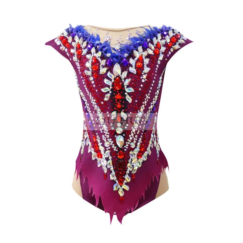LIUHUO Donna Ragazza Adulto Senza Maniche Prestazioni Ginnastica Ritmica Concorso Body Pattinaggio di Figura Sul Ghiaccio Vestito Collant Vino Rosso