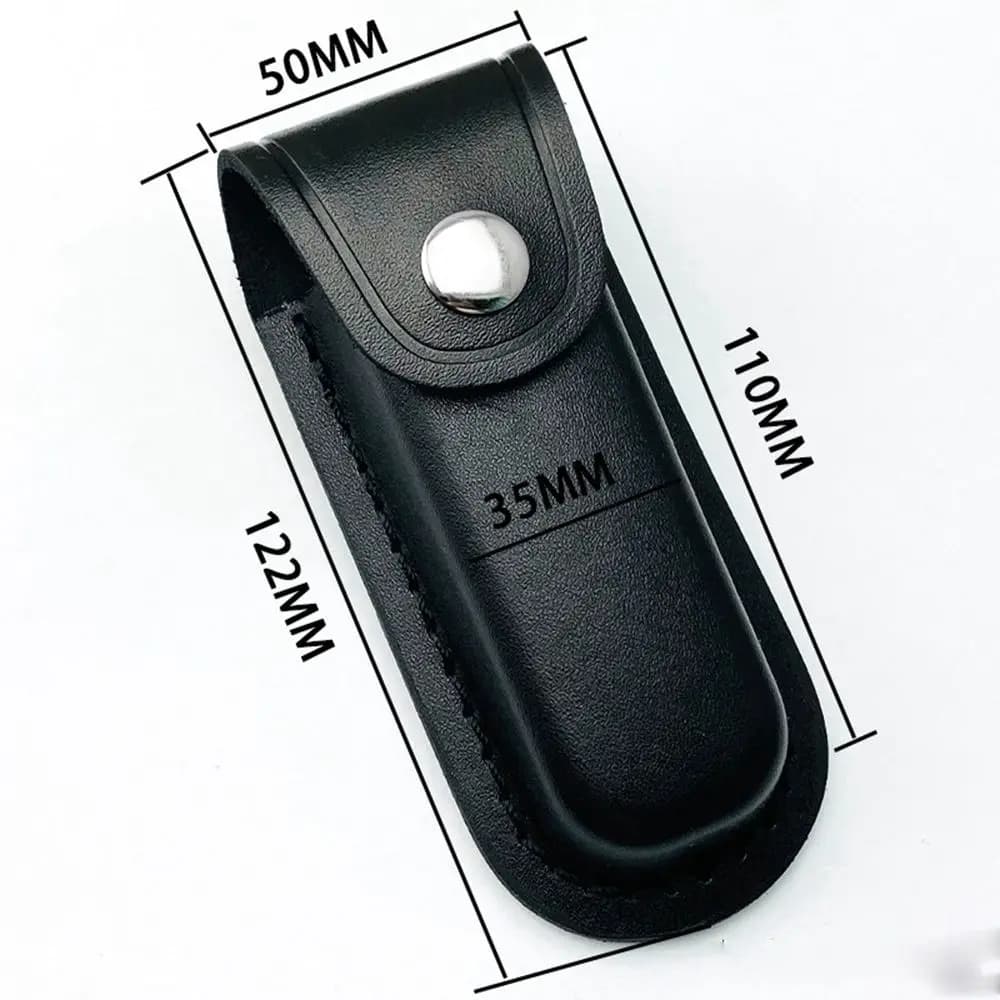 Brown Leather Sheath Holder Pocket Hunt Fold Knife Tool Camp Outdoor Carry Flashlight Case Belt Loop Case