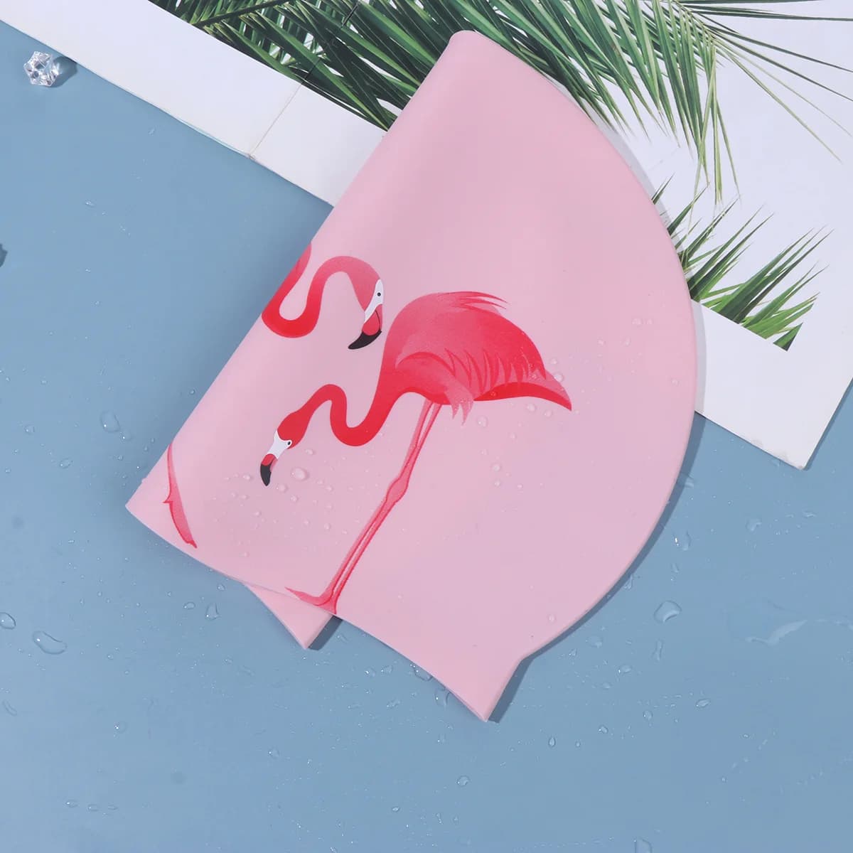 Aldult Swimwear Over-the-ear Silicone Hat Flamingo Waterproof for Men and Women Children