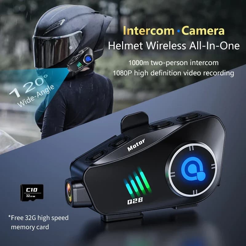 Casco Moto Q28 con WIFI e Bluetooth, Registratore di Guida HD, Telecamera Wireless 1080P, Registratore Video su Disco Rigido, Auricolare per Chiamate