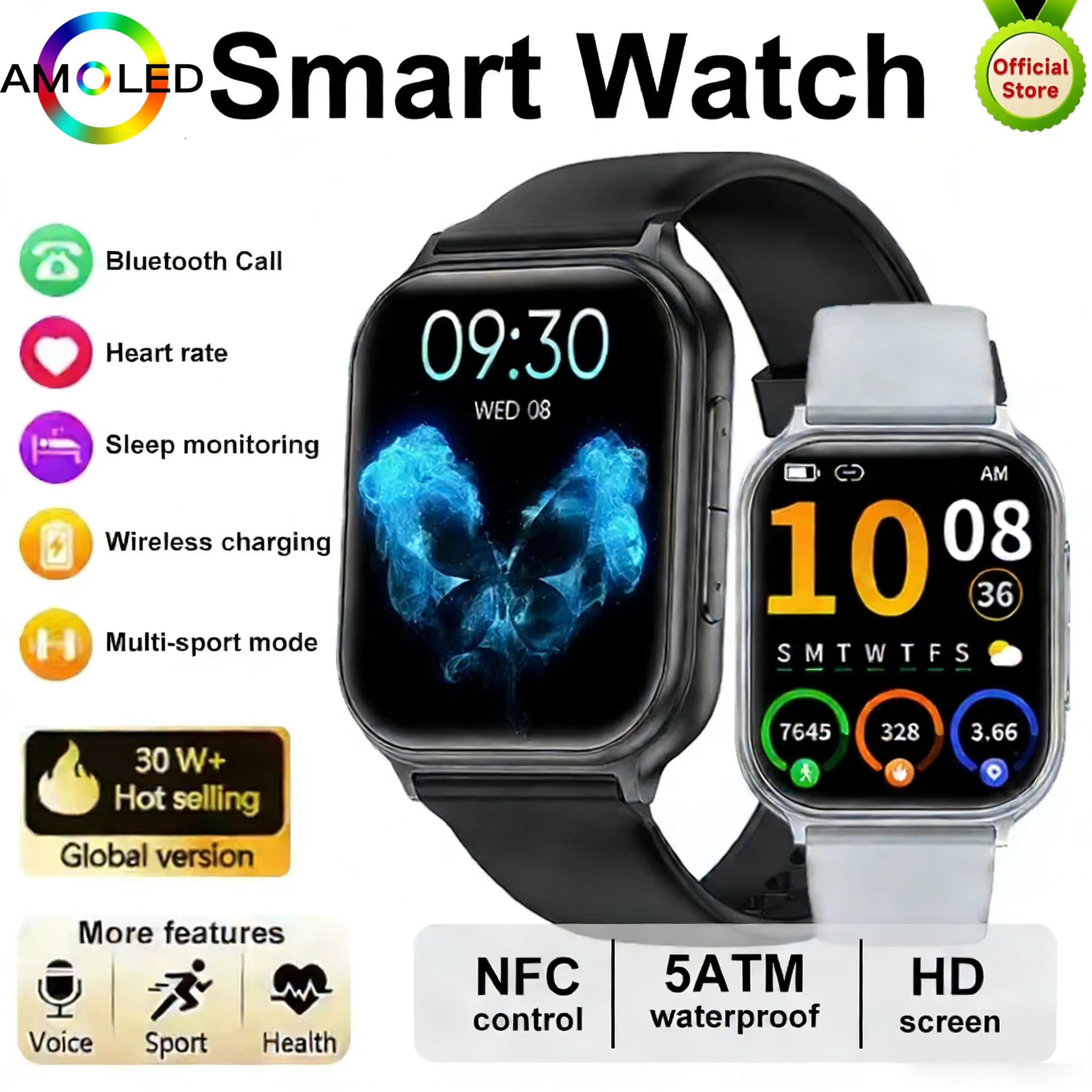 2026 New Men Fashion AMOLED SmartWatch 100+Sports IP68 Waterproof GPS Tracker Bluetooth Call Women Smart Watch For Android IOS