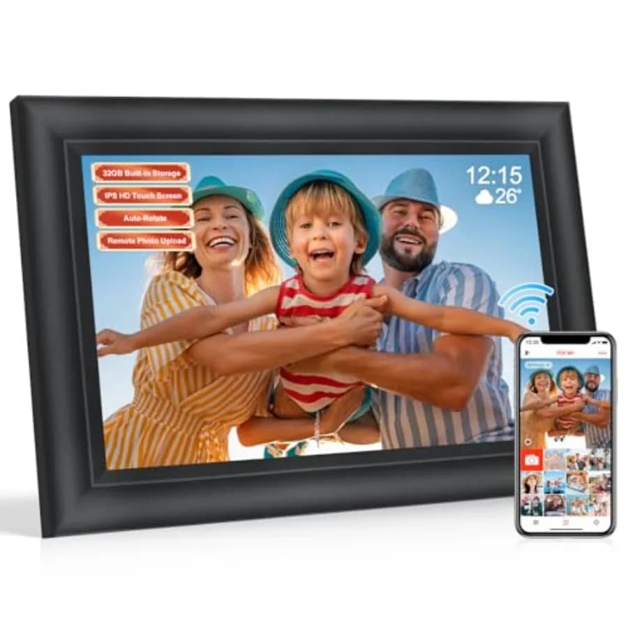 Cornice Digitale Smart WiFi Frameo da 10.1 Pollici con 32GB di Memoria e Slot SD