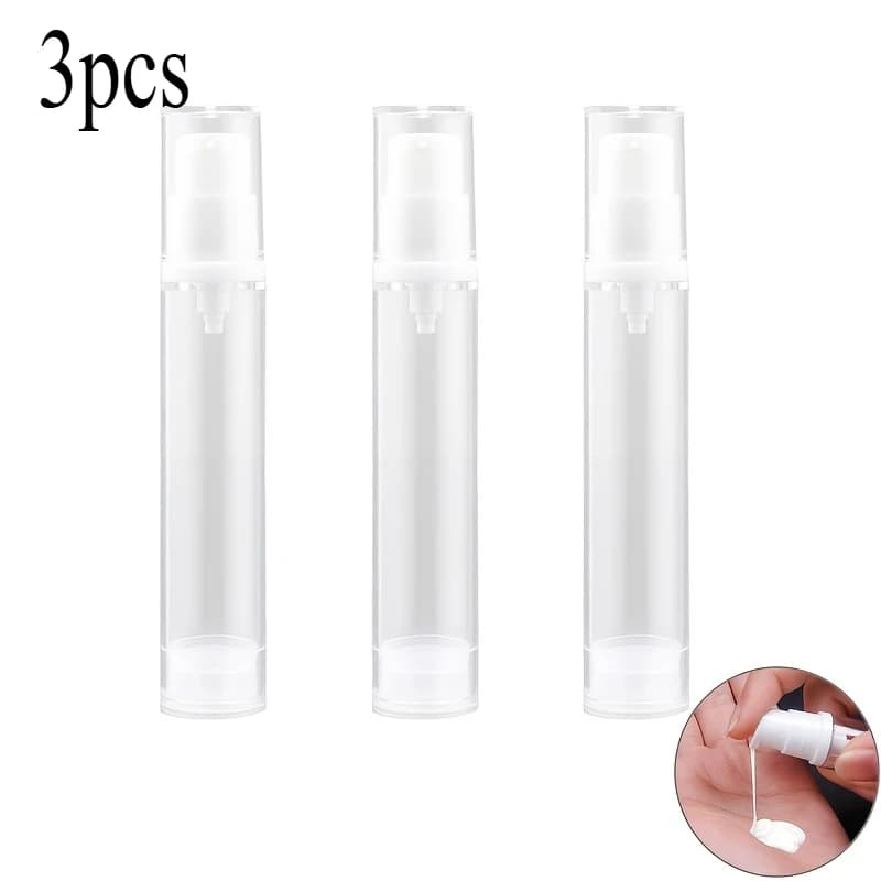 Three, empty pump bottle, transparent travel cosmetic container, suitable for liquid foundation, cosmetics, gel, essence, toner, moisturizer, refillable
