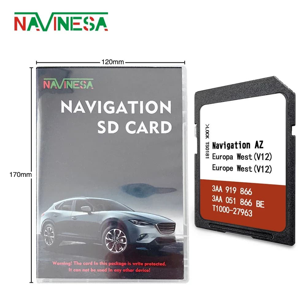 RNS 315 West per VW Polo Cross Polo 2010-2014 Veicolo Sat Nav Mappa Copertura della scheda SD Andorra Belgio Danimarca Germania Finlandia