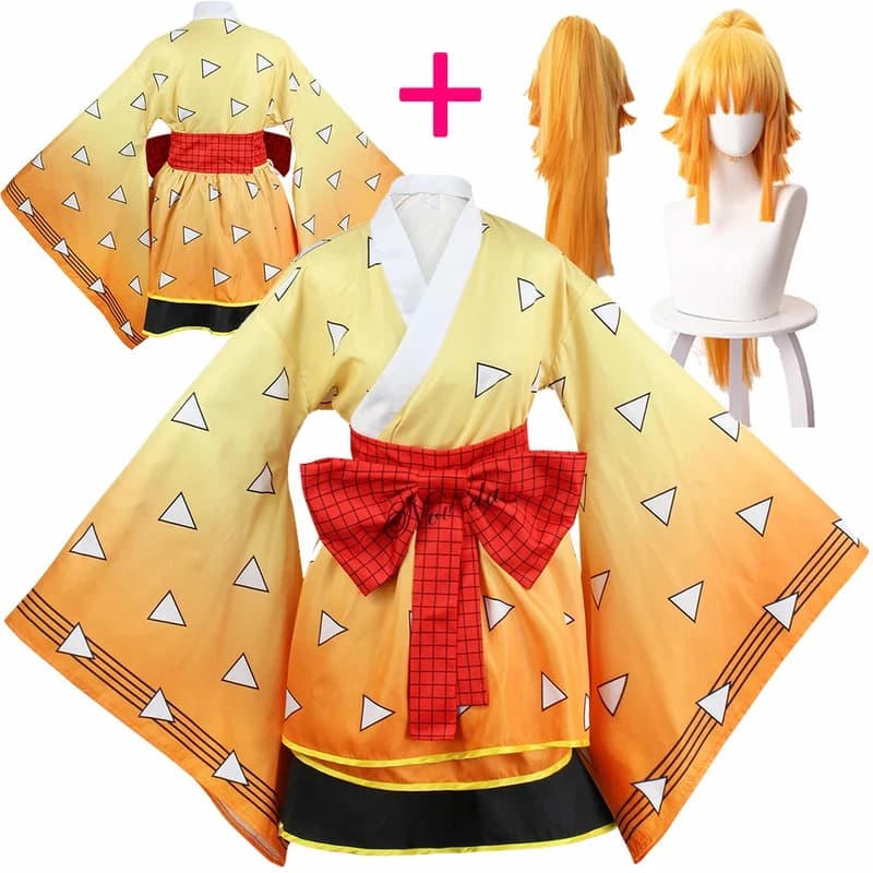 ⭕️⭐️⭕️Season 2 Agatsuma Zenitsu Kamado Tanjirou Rengoku Female Cosplay Costume Uniform Wig Anime Kimono Dress Women Men⭐️⭕️⭐️