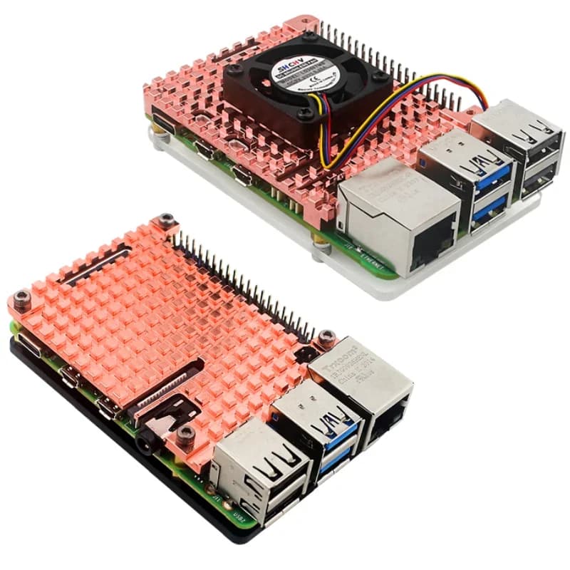 Raspberry Pi 5 Pure Copper Heat Sink With 4-wire PWM Speed Control Cooling Fan Active Cooler