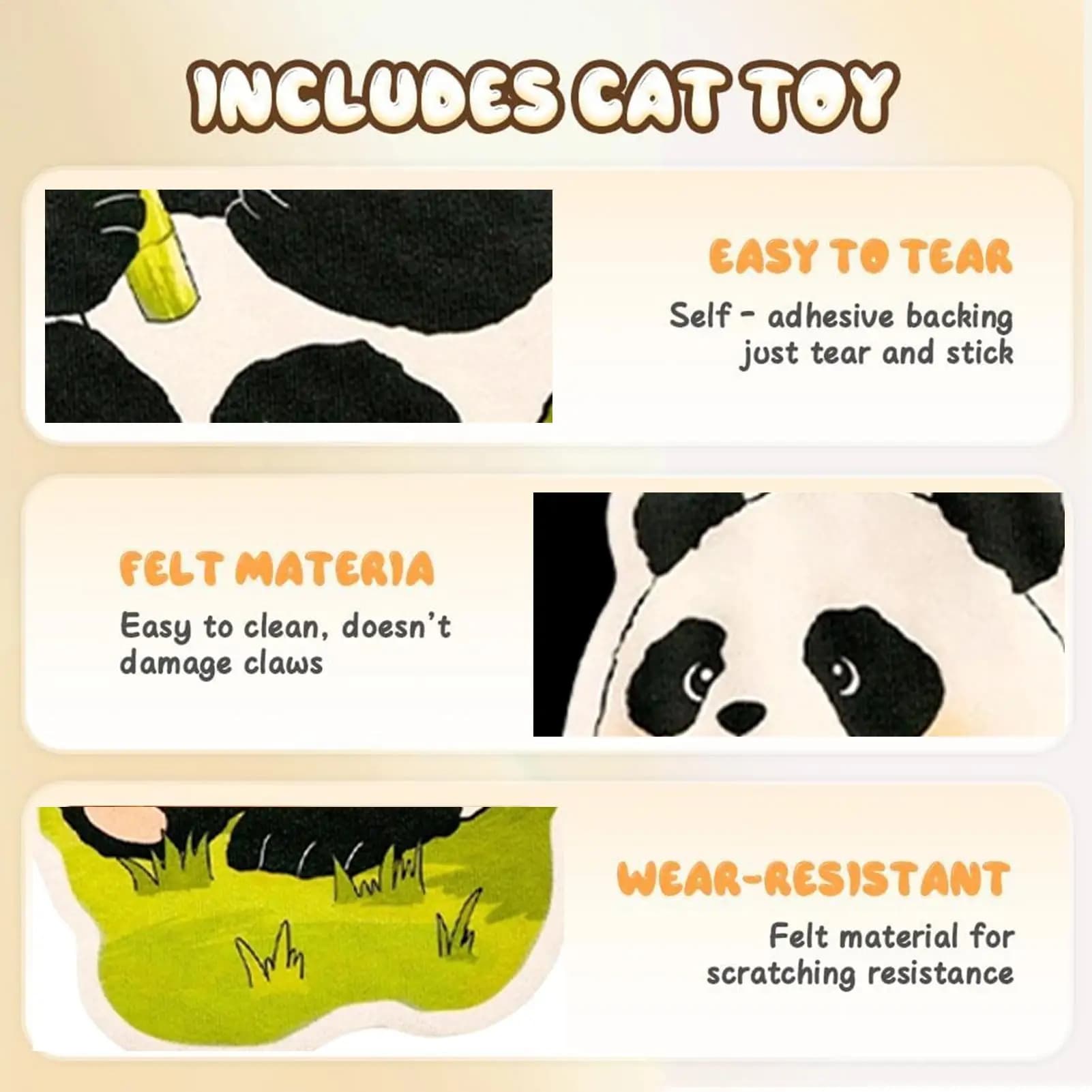 Wall Mounted Cat Scratcher Cartoon Wall Mounted Felt Adhesive Anti Slip Pad Cat Scratch Pad For Corner Play Climbing Exercise