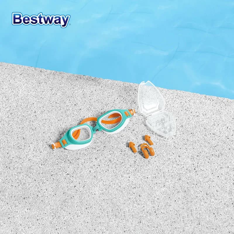 Bestway 26034 a set of swim glasses with adjustable silicone band, transparent anti-fog lenses, swimming glasses for swimming pool, suitable