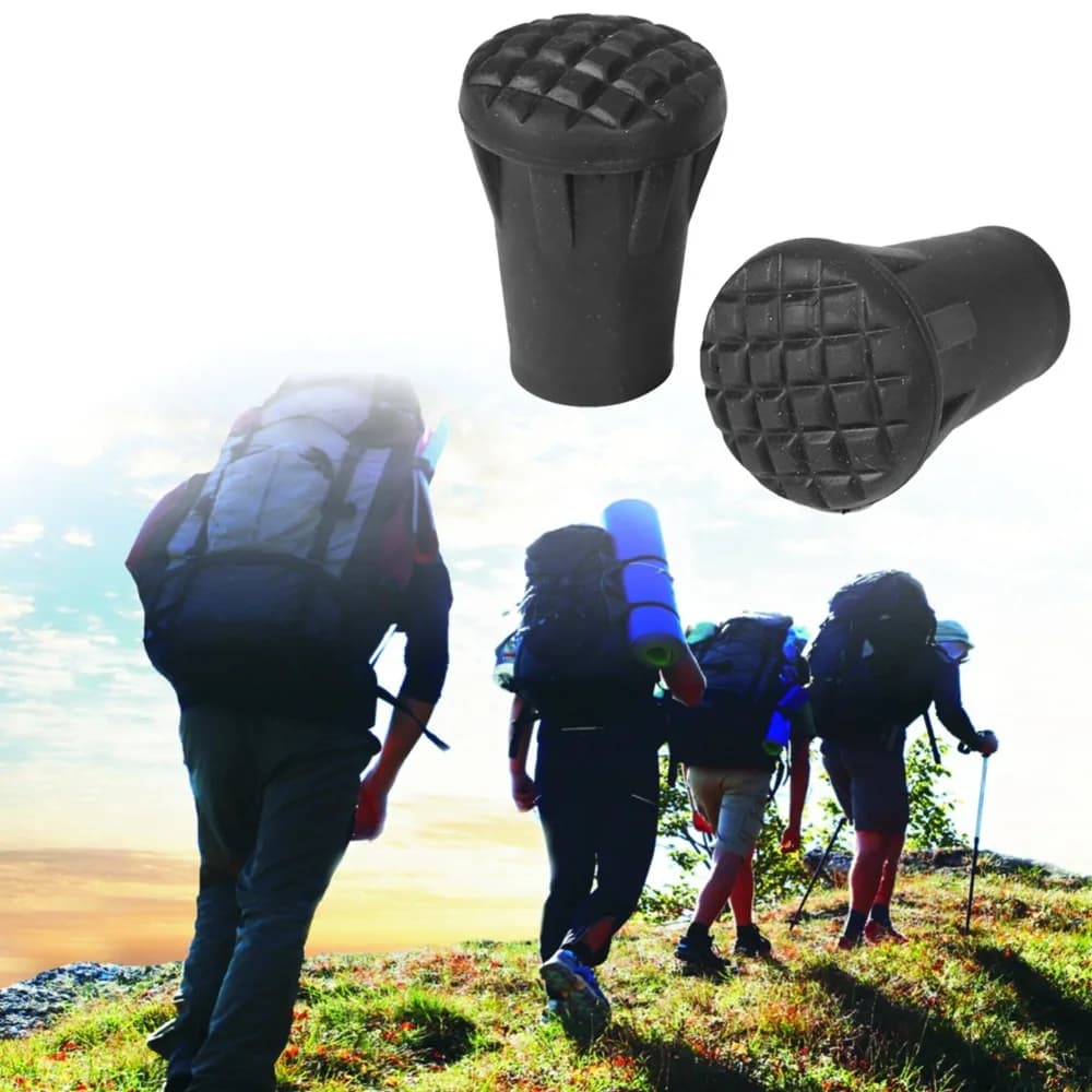 15 Pcs Durable Plastic Trekking Pole Tips Enhanced Grip Black Hiking Pole Tip Walking Stick Cap Outdoor Trekking