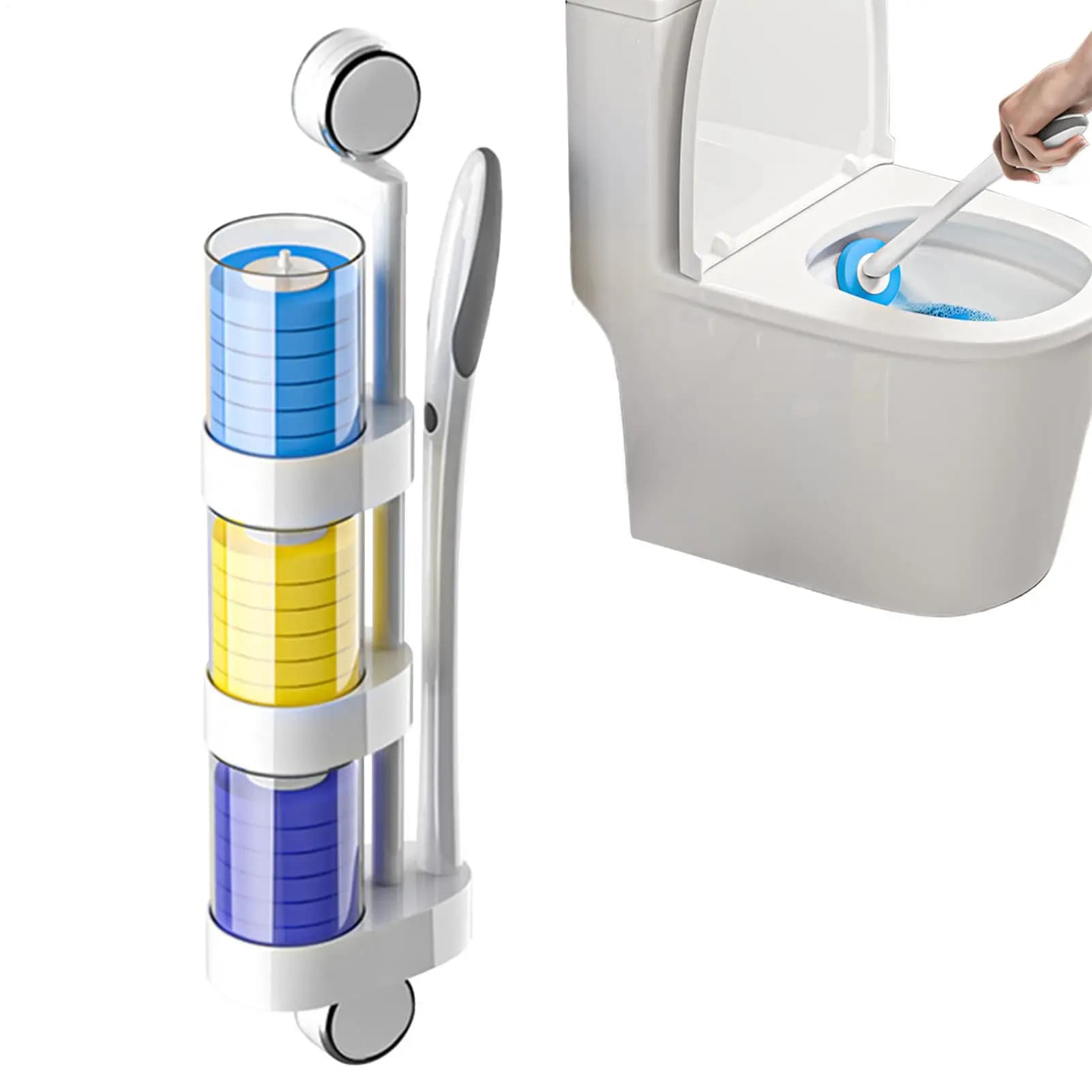 Scopino per WC con ricariche Pulizia profonda Bagno Sistema igienico Scopino per WC con ricariche per bacchetta per lavabo Vasca da bagno Doccia