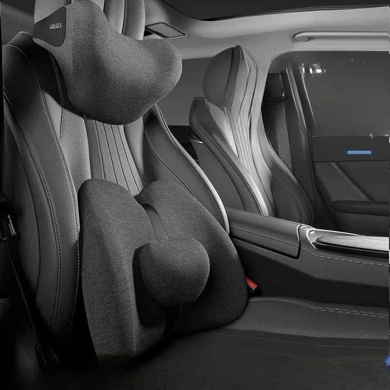 Car Headrest Pillow Solid Color High Resilience Memory Foam Car Back Cushion Lumbar Neck Pillow Massage Pillow