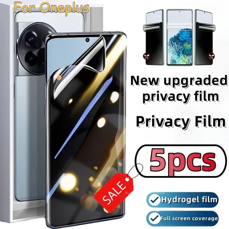 5PCS Peep Proof Screen Protectors for Oneplus 13R 12R 11R 10R 9R Hydrogel Film for Oneplus 9 10 Pro 11 12 13 No Peeking Film