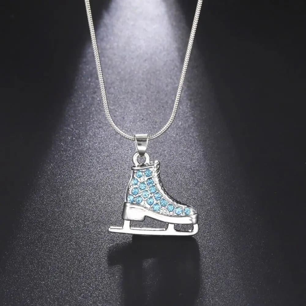 Snake Chain Ice Skate Shoe Necklace Sliver Color 3D Crystal Ice Skate Pendant Choker Winter Colorful Figure Skating Pendant