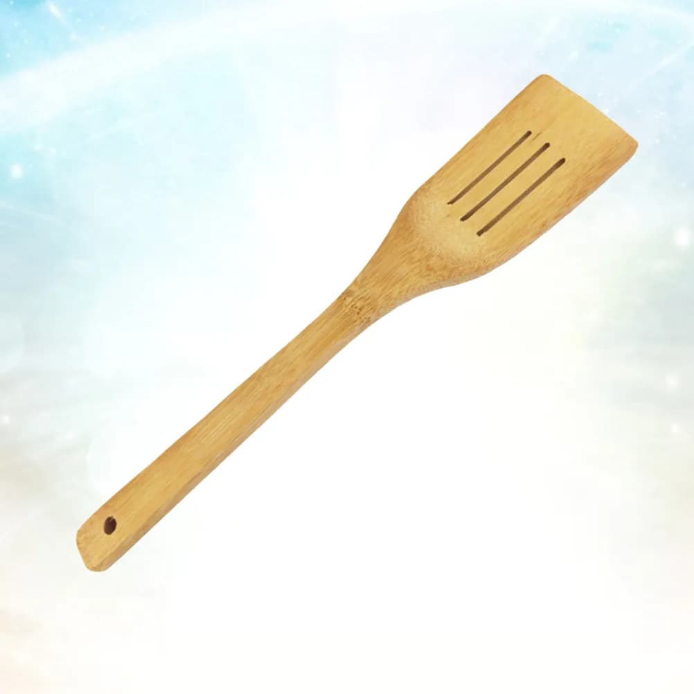 1pc Bamboo Spatula Wood Non-Stick Tool Heat Resistant Kitchen Utensils Long Handle Smooth Surface For Frying Pan