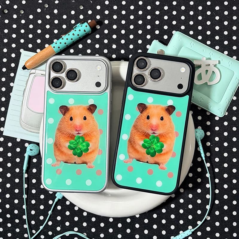Japan Korean Ins Retro Cute Polka Dot Hamster Phone Case For iPhone 18 17 Air 16 15 14 13 12 11 Pro Max 78Plus Y2K Fashion Cover