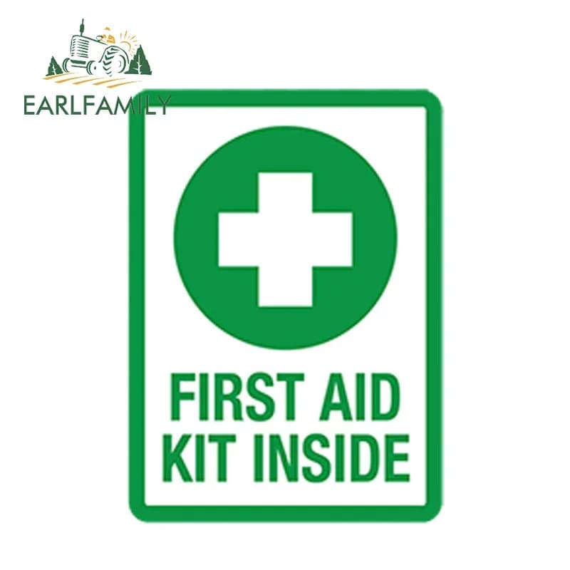 EARLFAMILY 13 cm x 10 cm Kit di pronto soccorso per auto, adesivo in vinile per interni, adesivi impermeabili autoadesivi per auto, per soccorso di emergenza