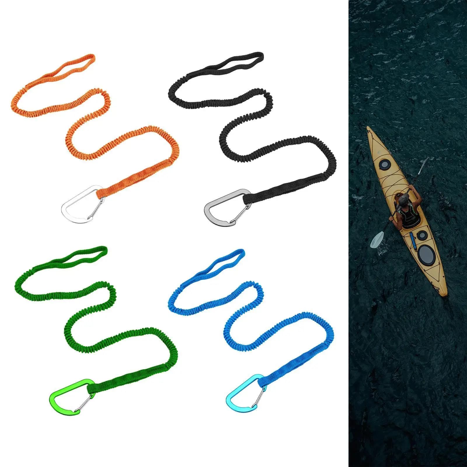 Guinzaglio per pagaia per kayak Guinzagli per asta per kayak con cavo elastico per surf, canottaggio, rafting
