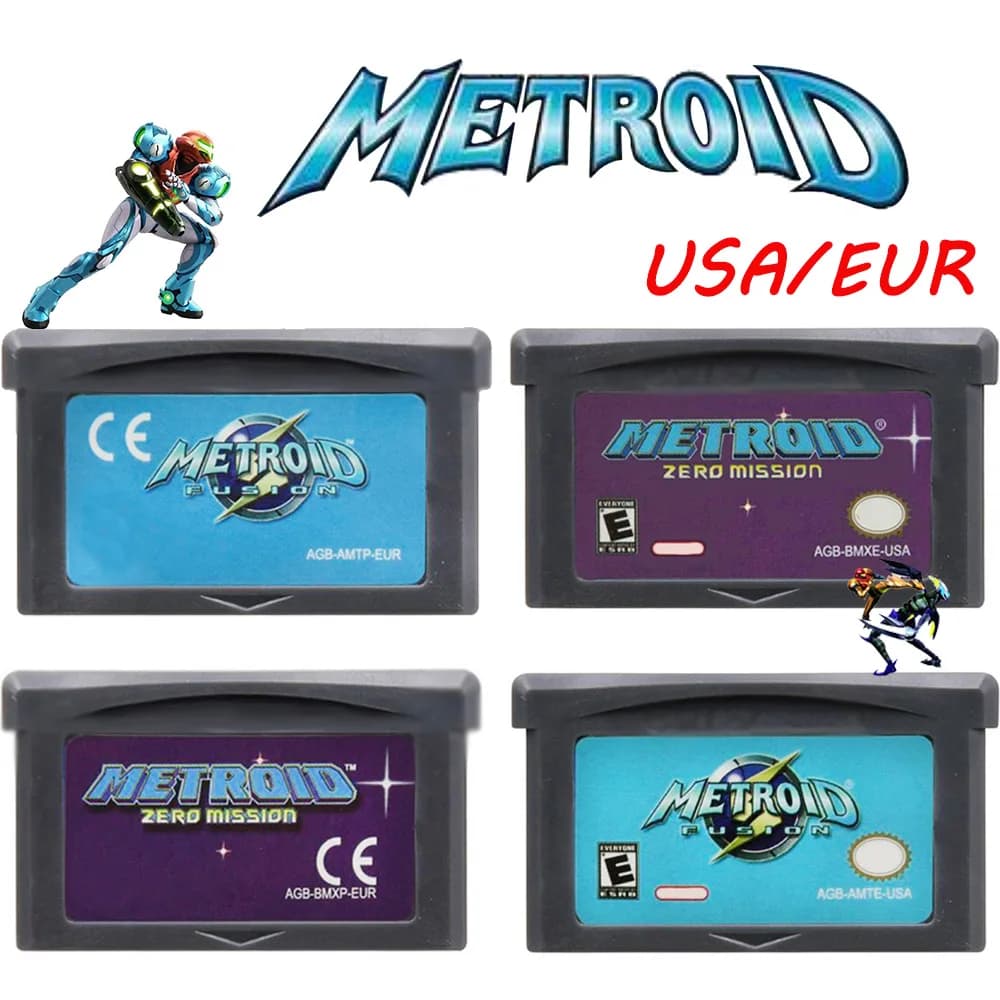 New Metroid GBA Game Cartridge 32 Bit Video Game Console Card Fusion Zero Mission USA EUR Version for GBA/NDS