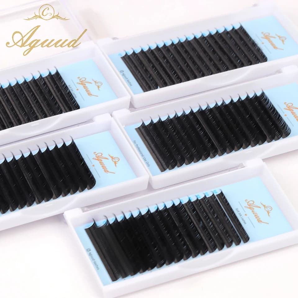 AGUUD Forniture per ciglia individuali in visone finto Vassoio per ciglia nero opaco da 0,03 mm Estensioni per ciglia classiche in cashmere con volume russo morbido