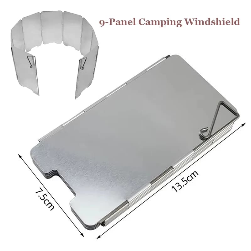 Mini 9 Panel Wind Block with Pins and Bag for Transport Camping Shelf Windscreen for Backpack/Excursionism