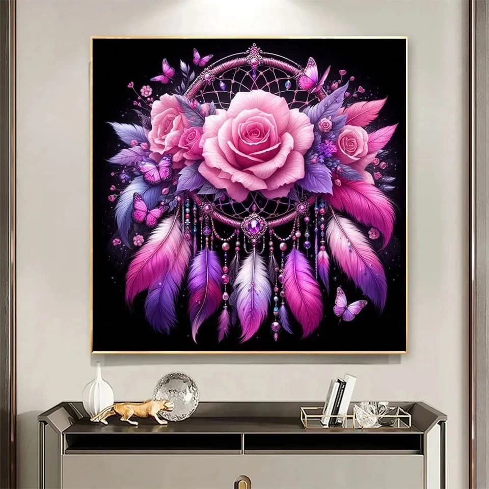 5D Diy Diamond Painting Dream Catcher Rhinestone Picture Full Square Drill Mosaic Flower Handmade Christmas Gift Home Decoration