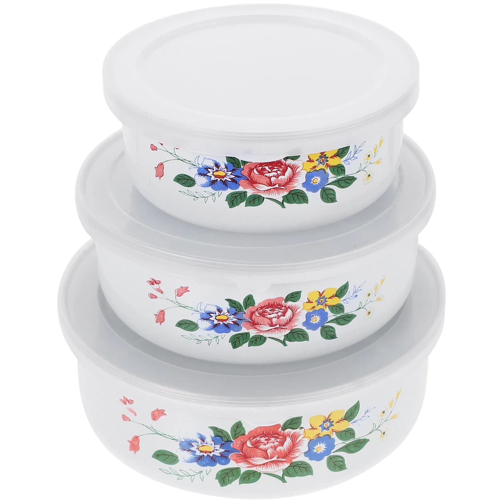 3Pcs Enamel Bowl Set Vintage Food Storage Bowls for Soup Salad Rice Noodles Preservation Container Enamel Bowls