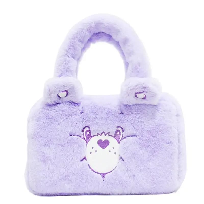 Carebears Peluche Borsa ricamata a mano Borsa per trucco morbida orso arcobaleno Tendenza moda Ragazza che tiene borsa Ragazza Peluche