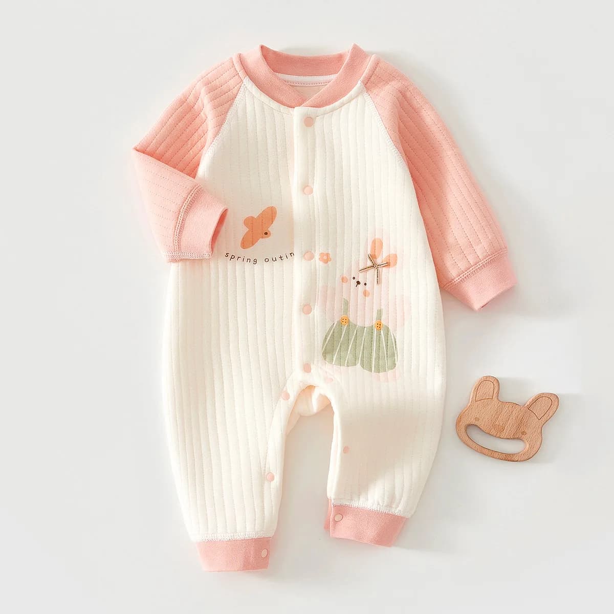 Somenie 3-Layer Silk Cotton Baby Romper Warm Autumn Winter Newborn Onesie Home Pajamas Outdoor Crawling Outfit