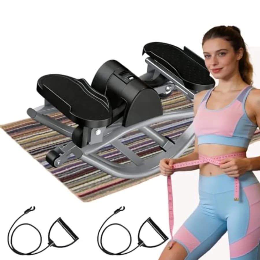 Rock Stepper: Low Impact Side Stepper for Exercises at Home, Compact with Resistance Bands, Quiet