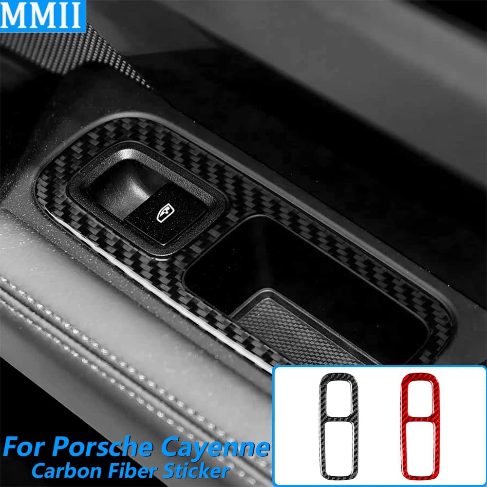 Per Porsche Cayenne 9Y0 9YA 9YB E3 2018-2023, Copertura in Fibra di Carbonio per Pannello di Controllo Alzacristalli Lato Passeggero, Accessori Auto, Adesivo