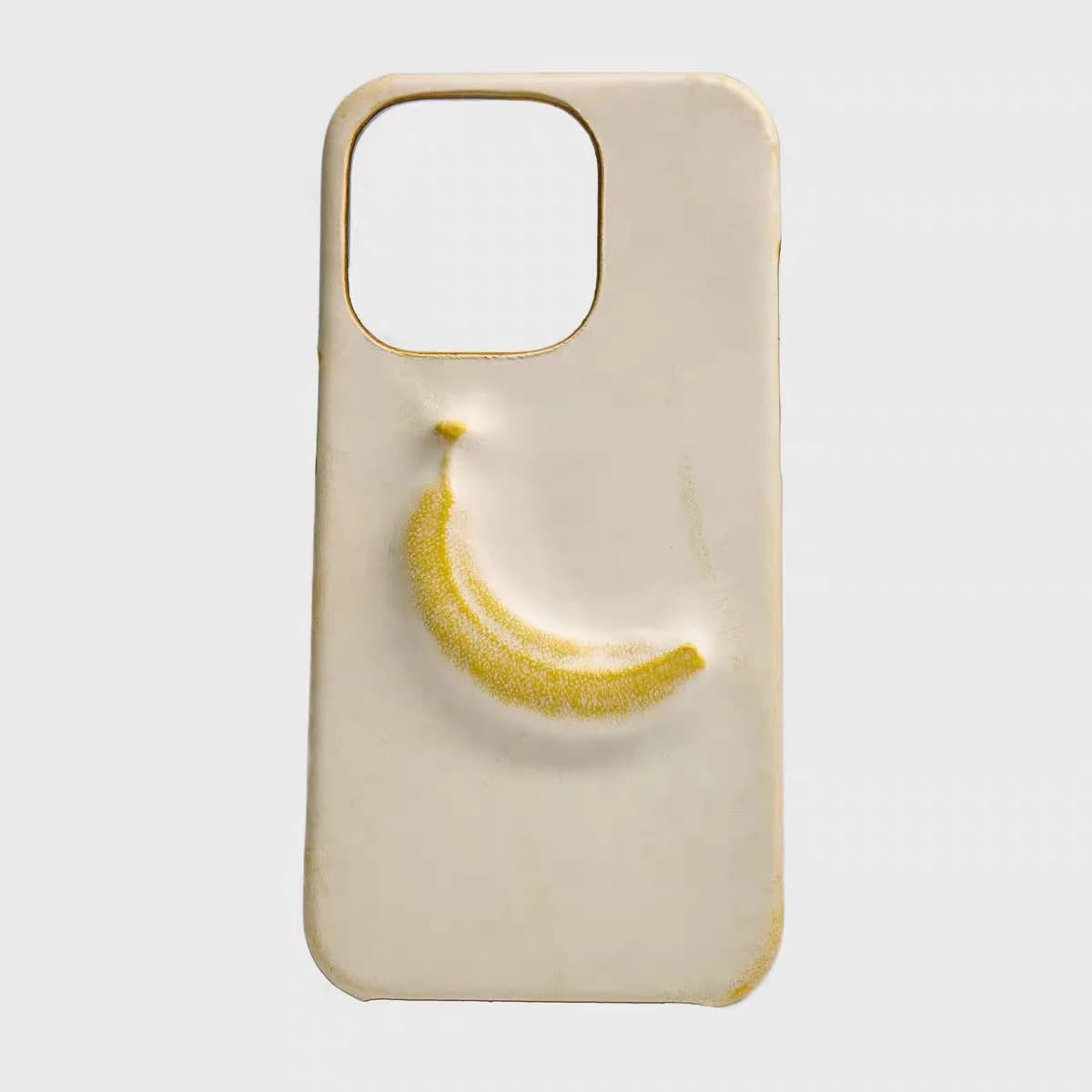 Installation art banana design genuine leather handmade cowhide creative phone case, suitable for iPhone.