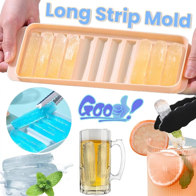 Stampo per cubetti di ghiaccio creativo a striscia lunga Vassoio per bastoncini di ghiaccio Creatore per uso alimentare Rilascio facile con coperchio Bar Cocktail di whisky Forniture da cucina