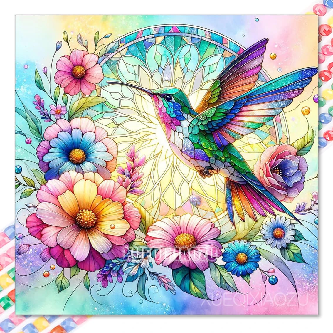 Set di pittura diamante 5D libellula e colibrì completo di strass rotondi arte pittura diamante fai da te decorazione della parete di casa regali