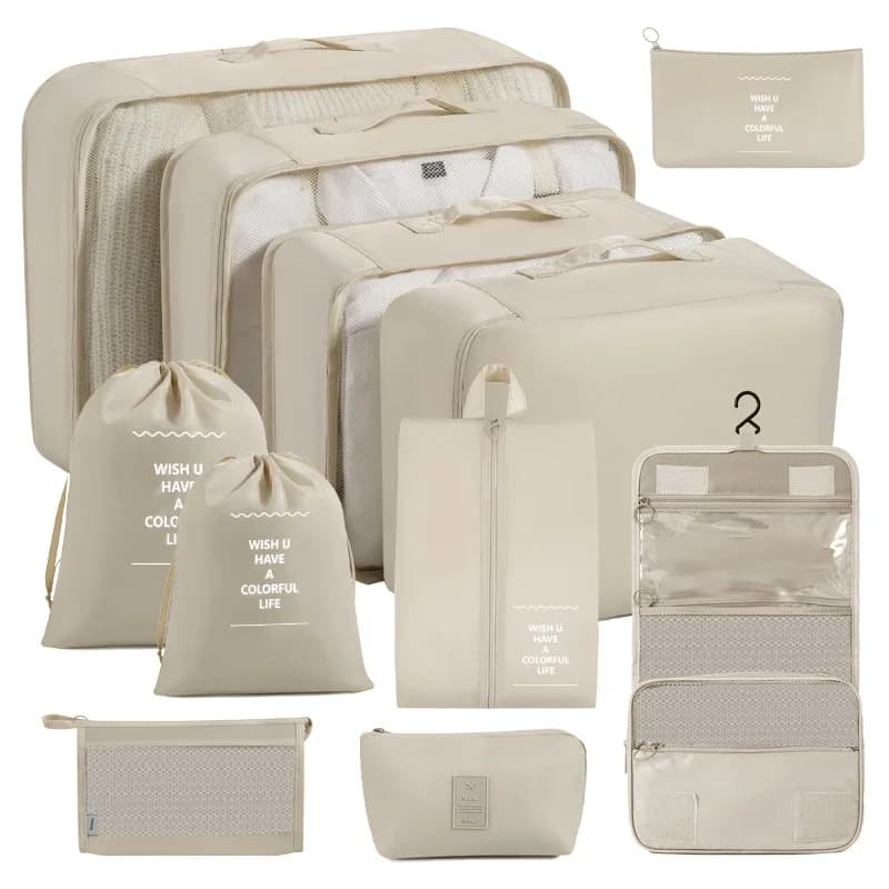 11pcs Luggage Organizer/Travel Packing Bag,Including Shoe Bag/Toiletries Bag/Laundry Bag, Ideal for Vacations, Business Trips