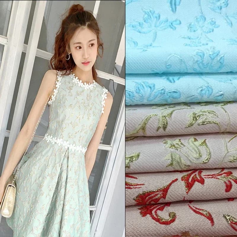 Industry Embossed Flower Jacquard Lance Brocade Fabric Fashion Dress Puff Skirt Cloth Diy Sewing Material By The Yard