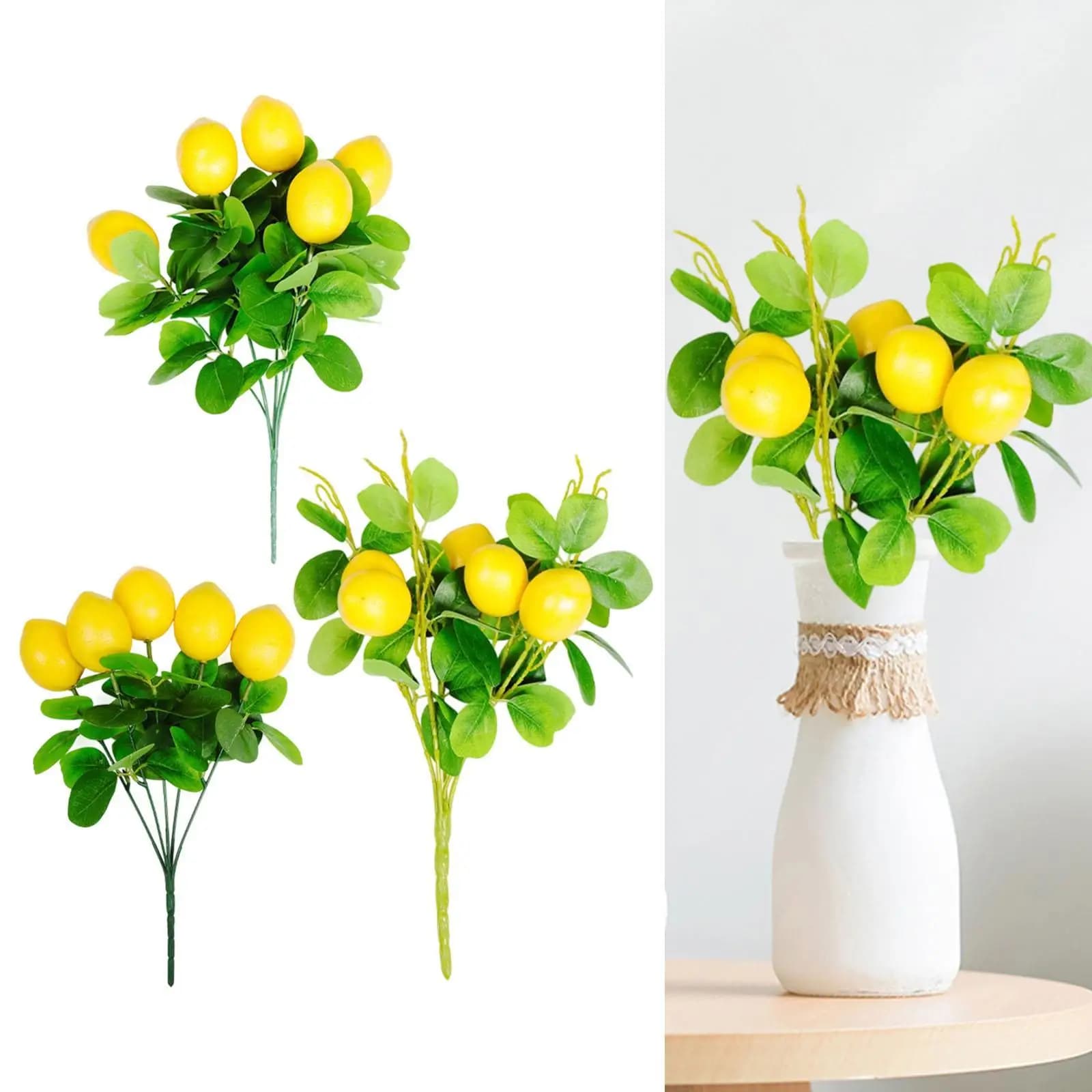 Artificial lemon copper Yellow lemon and green leaves Prefabricated lemon plant for garden table Vase Dining table Outdoor wedding for interior