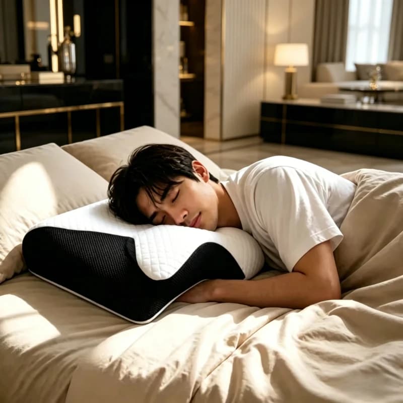 Cuscino Cervicale Ergonomico in Memory Foam 2-in-1, Supporto Sagomato Morbido al Tatto, Ideale per Casa, Viaggio, Ufficio, Riposo e Lunghe Sessioni di Relax
