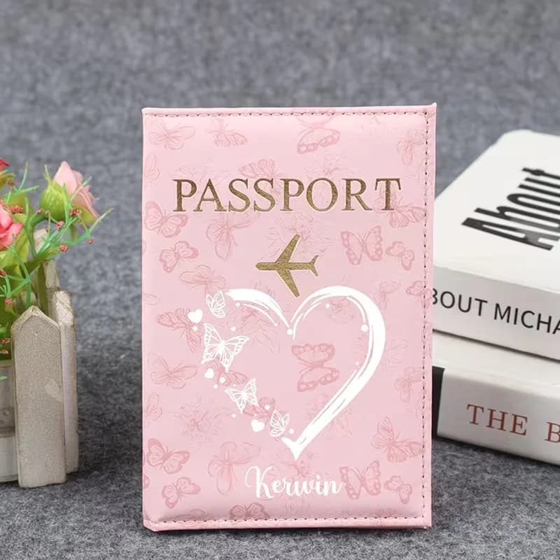 Custom Passport Holder with a Butterfly Love Design, a Travel Document Organizer Card Case Suitable for Both Men And Women