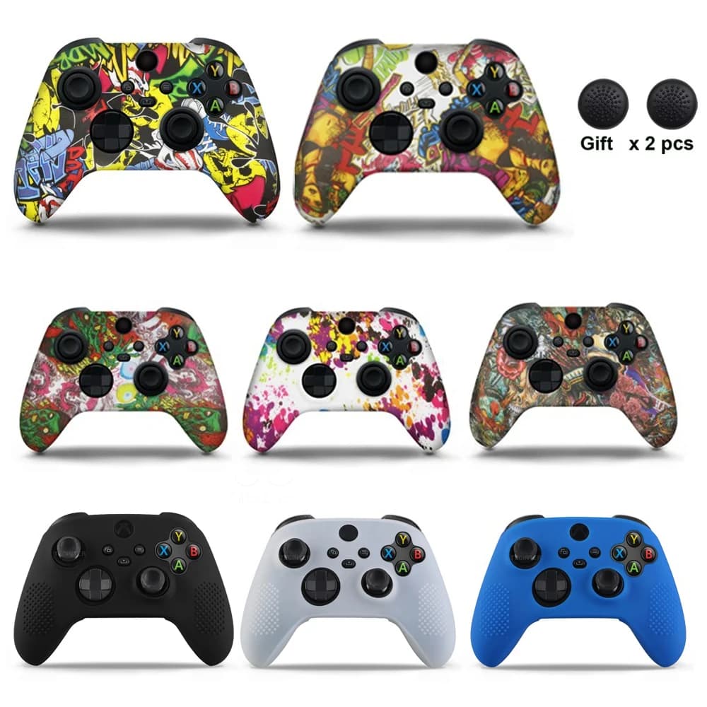 Custodia protettiva in silicone morbido per Xbox Series X/S Controller Skin Gamepad Pelle in gomma Impugnature per pollice Cap Joystick Cover Shell