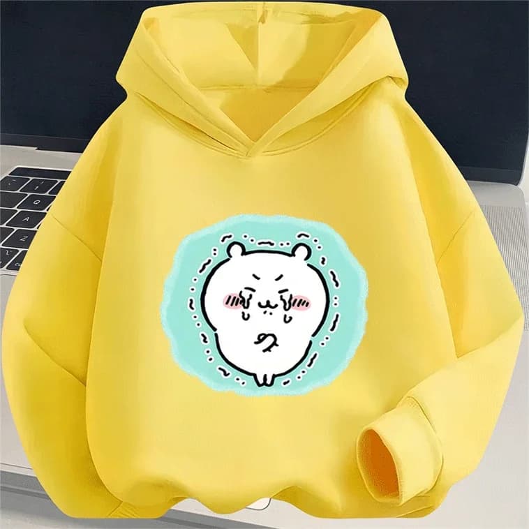 Felpa con Cappuccio in Cotone Chiikawa per Bambini 2-14 Anni, Stampa Cartoon, Moda Autunno Inverno, Bestseller