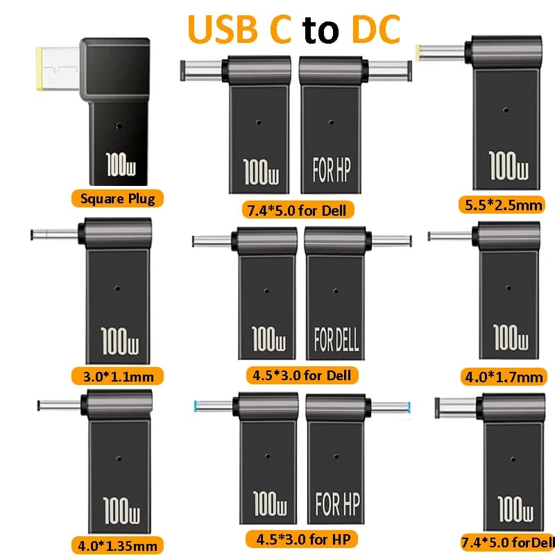 Adattatore connettore caricabatteria per laptop PD 100W Convertitore jack USB tipo C a CC per adattatore notebook HP Asus Dell Lenovo