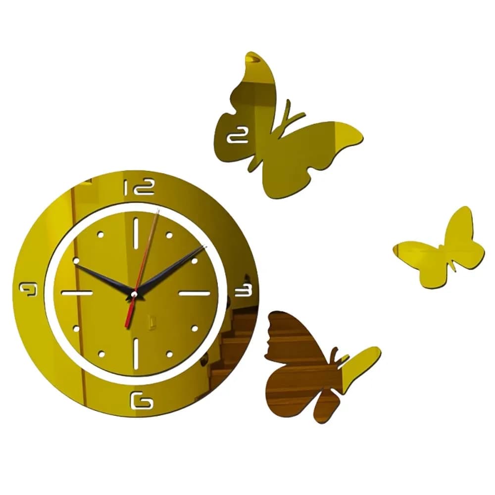 Adesivi Murali a Specchio, Orologio da Parete Creativo Fai-da-Te in Acrilico, Orologio Digitale 3D a Farfalla Senza Batteria, Moderno per Cucina e Soggiorno
