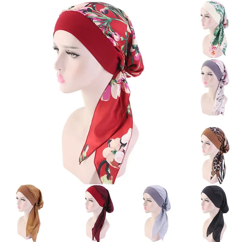 Lady Women Hat chemio Cap musulmano Braid Head sciarpa turbante Head Wrap Cover Ramadan Hair Loss Islamic Headwear moda araba