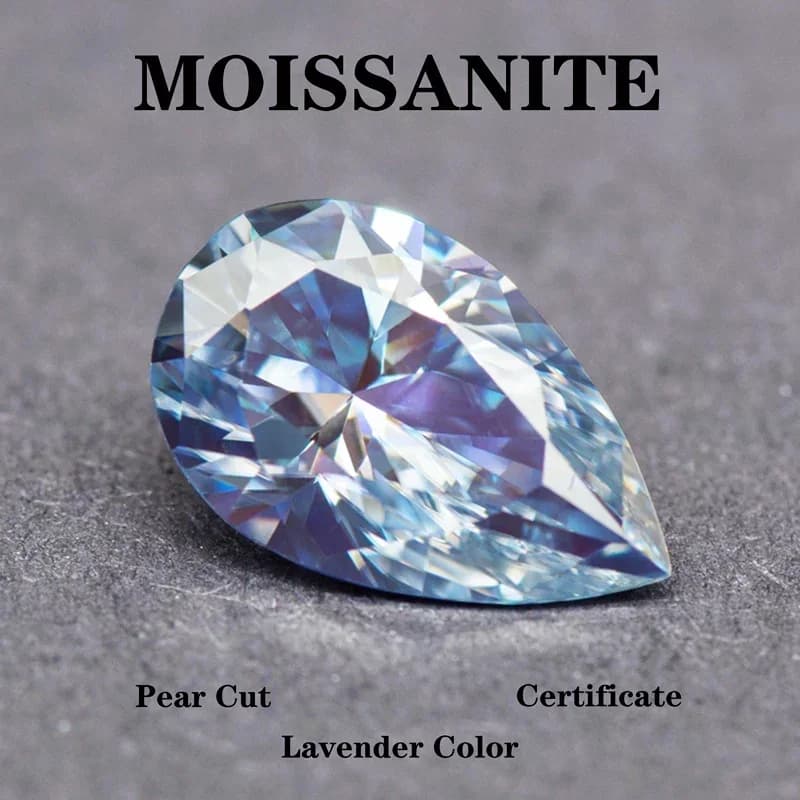 NEW Moissanite Stone Pear Cut Lavender Color Charms Gemstone Advanced Extremely Shiny Jewelry Ring Earrings Making With Certifi