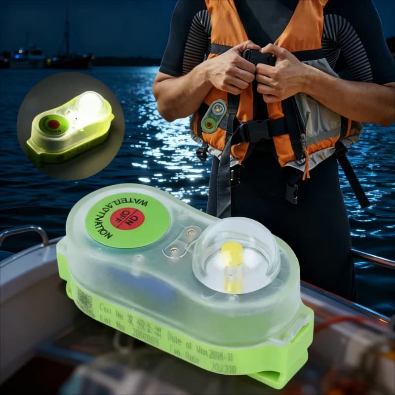 Luce LED per Giubbotto di Salvataggio Attivabile in Acqua Marina, Accessorio di Sopravvivenza Impermeabile per Adulti