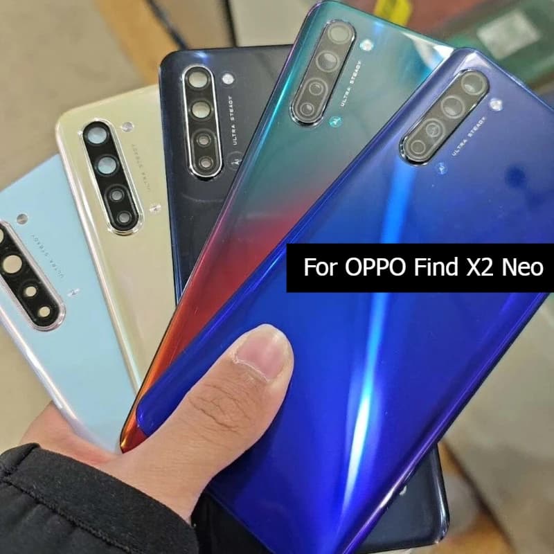 Back Glass For Oppo Find X2 Neo CPH2009 X2Neo Back Cover Panel Rear Door Housing Case With Camera Frame Glass Lens