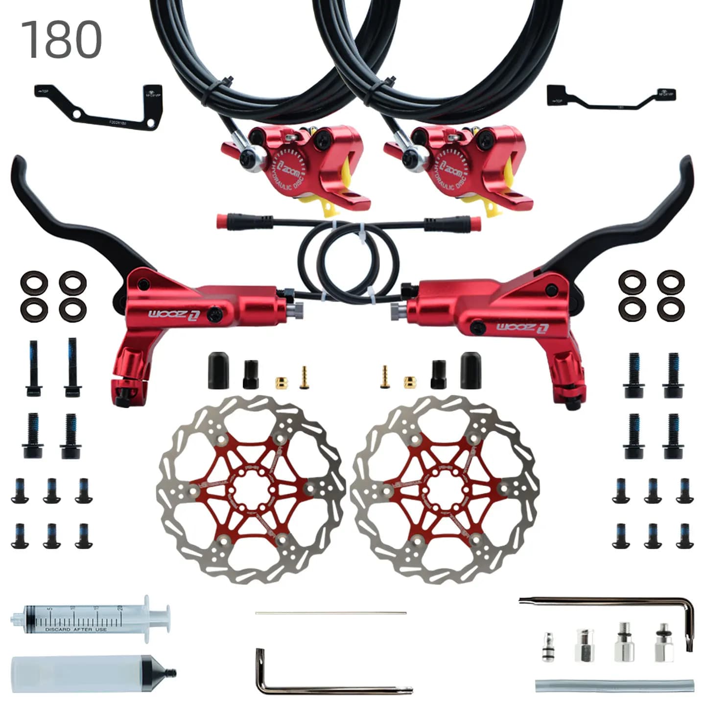 Parts of ZOOM spare parts, Hydraulic brake caliper Left, Brake lever 160mm, Electric Bicycle disc brake set and Scooter with Roll 203mm