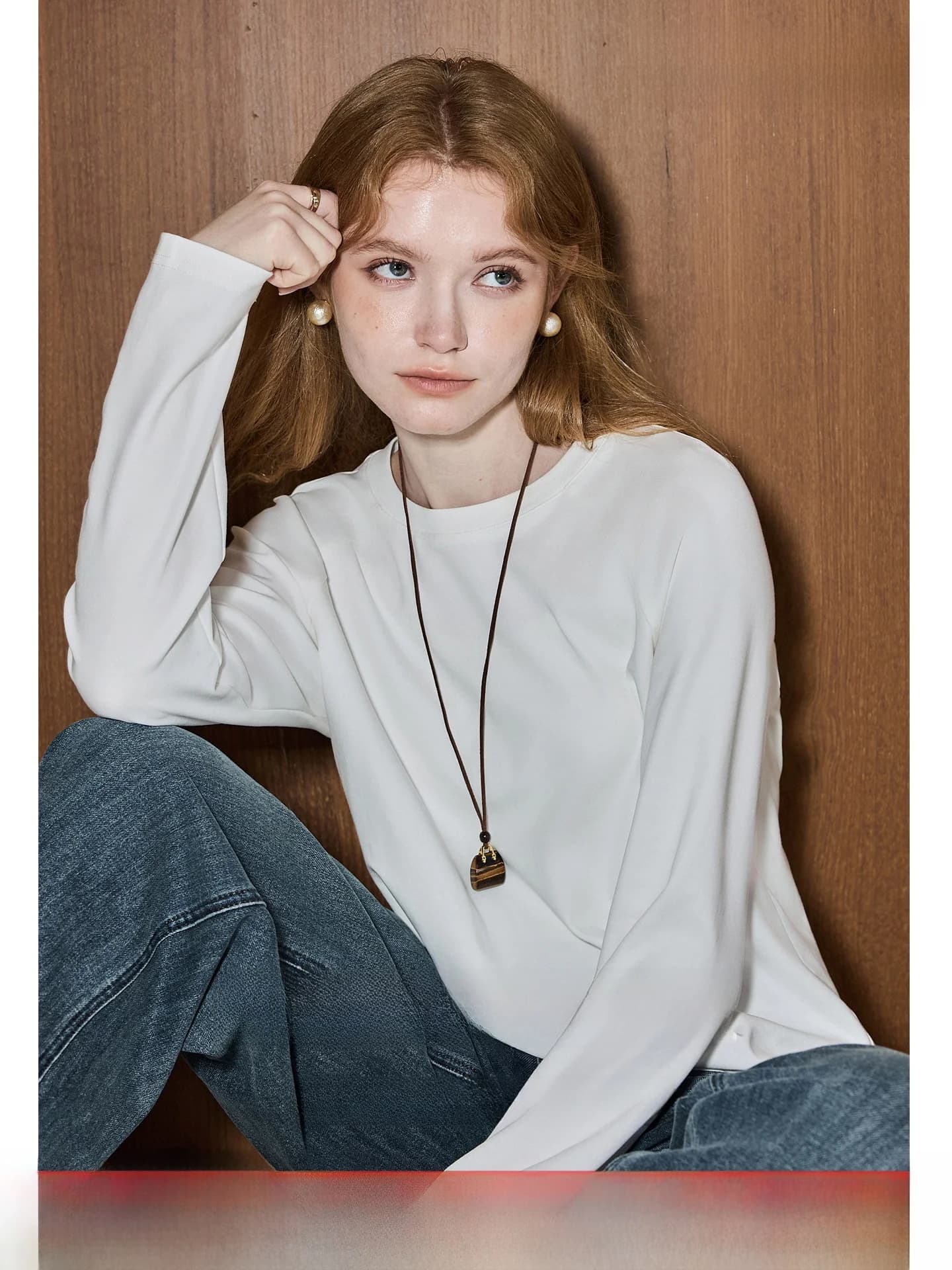 Clean Fit White round Neck T-Shirt Women's Basic Versatile Early Autumn New Style Commute Casual Cotton Long Sleeve T-Shirt