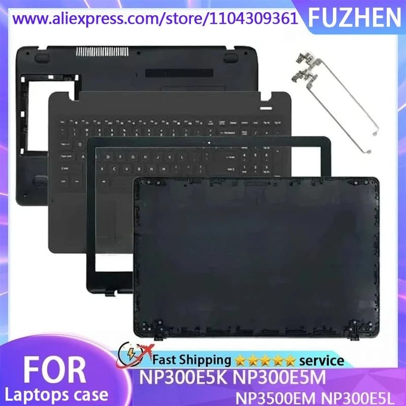 Nuovo Per NP300E5K NP300E5M NP3500EM NP300E5L LCD Del Computer Portatile Della Copertura Posteriore Lunetta Anteriore Cerniere Palmrest Fondo caso Nero