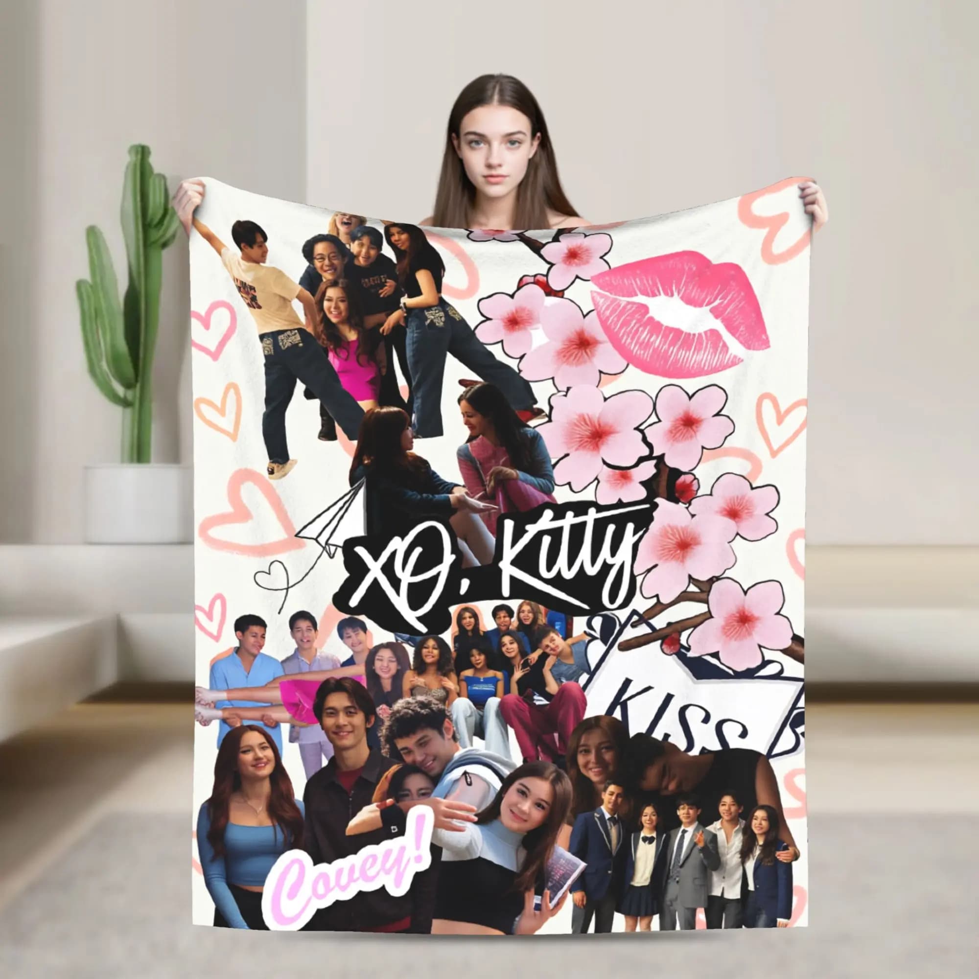 TV XO Kitty Kim Min Ho Soft Warm Blanket Boy Girl Plush Throw Blanket Novelty Bedroom Flannel Bedspread Sofa Bed Cover